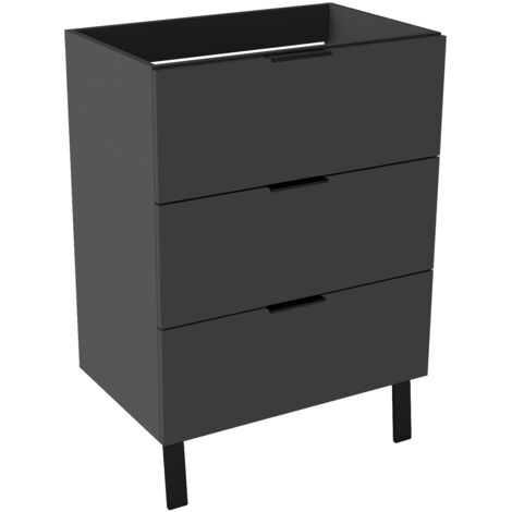 Badmöbel Unterschrank Standschrank Stehend ohne Waschbecken Hochglanz anthrazit 60cm
