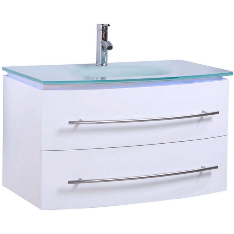 Badmöbel Unterschrank Waschbecken Touch LED Weiß Hochglanz 70 cm  - Onlineshop ManoMano