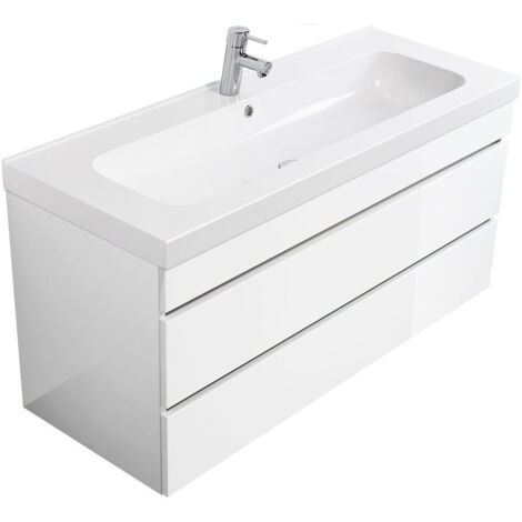 Badmöbel Via 120 SoftClose weiss hochglanz mit grifflosen Schubladen