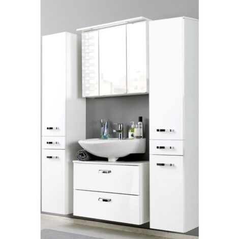 Badmöbel weiß Hochglanz, Waschplatz 70cm Set PADUA-03