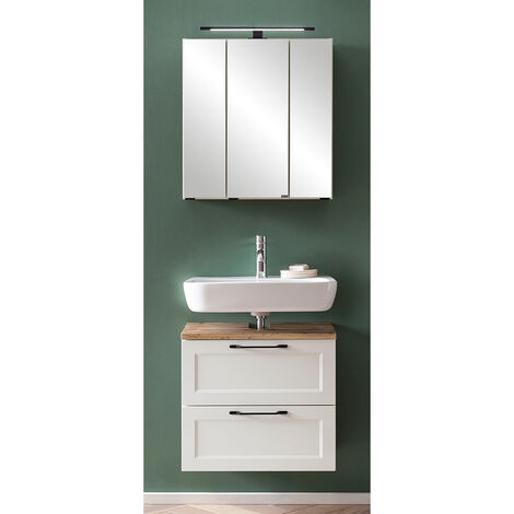 Badmöbelset 60 cm Waschbeckenunterschrank weiß MARLING-03, B/H/T 60/200/35 cm