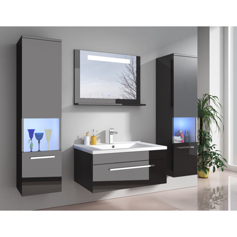 Fischer Und Adamek Badmöbelset Badezimmer Badmöbel Set mit Waschbecken Vormontierte Komplettprogramme für Badezimmer Amrum Breite 70 cm  - Onlineshop ManoMano