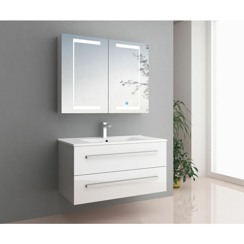 Badmöbelset | Badezimmermöbel Badmöbel Set mit Waschbecken Sylt | Farbe: weiss | Breite: 60 cm