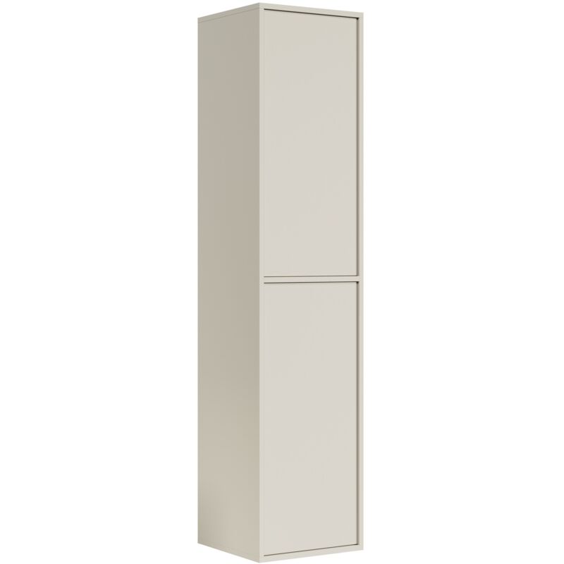 Badplaats – Armoire murale de salle de bain 38 x 33 x 160 cm – 2 portes en MDF – 6 compartiments – Finition cashmere – Installation murale incluse