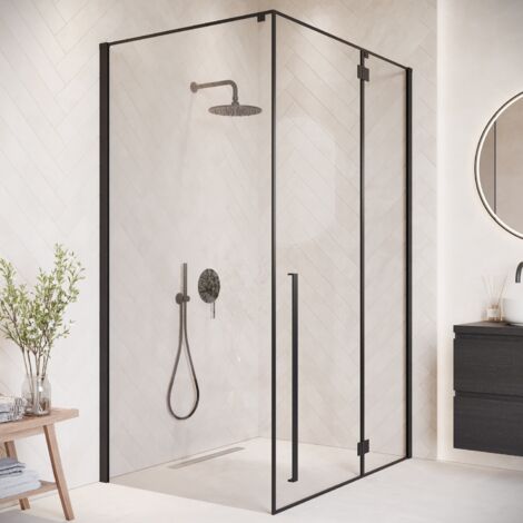 Badplaats – Cabine de douche à l'italienne 90 x 120 x 190 cm – Verre de sécurité 6 mm – Porte tournante avec bande magnétique – Traitement anticalcaire