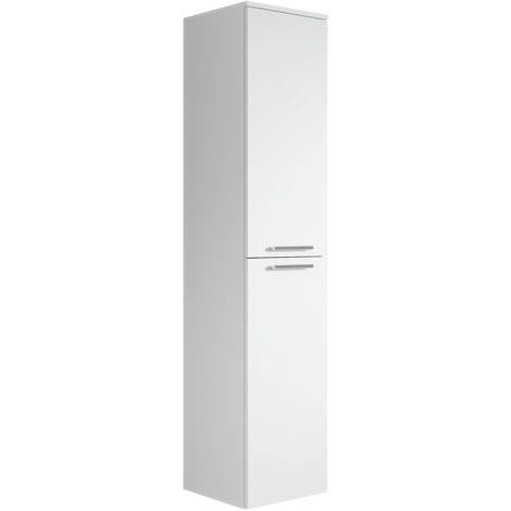 Badplaats – Colonne de salle de bain 130 cm – Panneau de particules blanc – 2 portes réversibles – Montage mural inclus