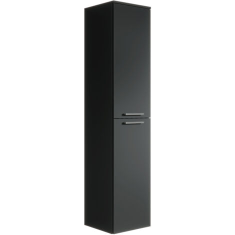 Badplaats – Colonne de salle de bain 130 cm – Panneau de particules noir mat – 2 portes avec ouverture réversible – Installation facile