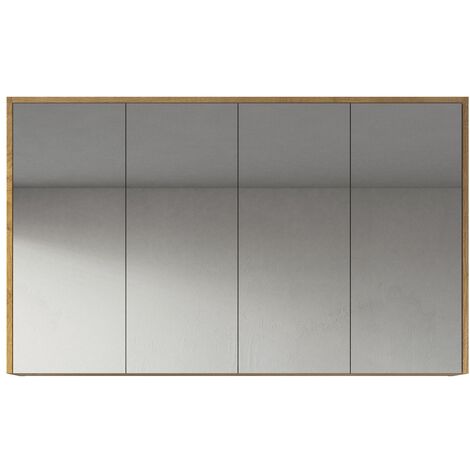 Badplaats – Meuble à miroir Cuba 120 x 72 cm – Armoire murale salle de bains MDF chêne – 3 portes avec fermeture soft-close