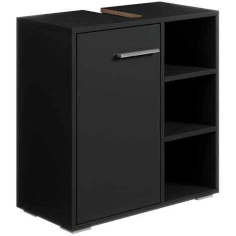 Badplaats – Meuble sous vasque simple 60 x 28 x 60 cm – Panneau de particules – Compartiments ouverts pour rangement facile – Compatible avec lavabos standards