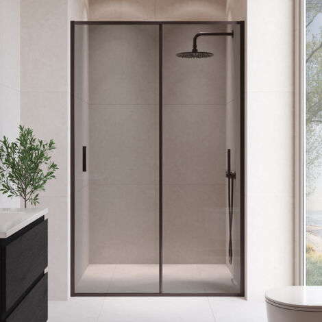 Badplaats – Paroi de douche Calgary 100 x 190 cm – Verre de sécurité 6 mm – Porte coulissante – Profilés chromés inclus
