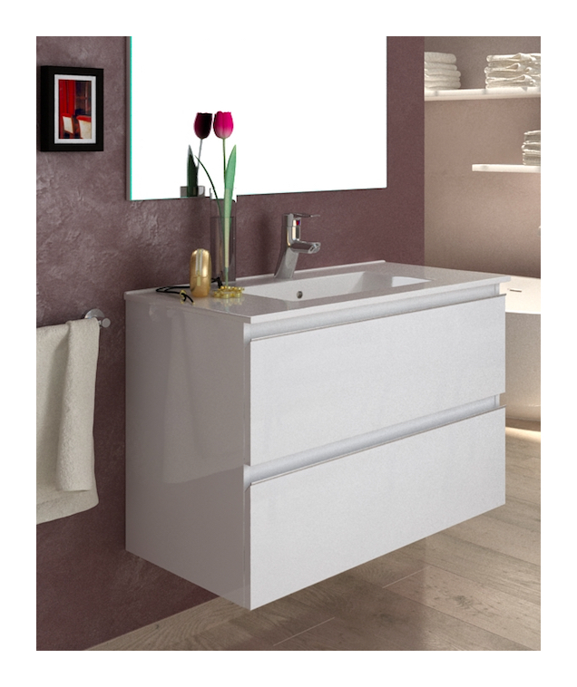 Mueble de baño lacado blanco