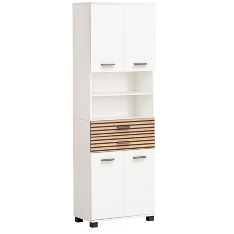 Badschrank 60 cm breit weiß matt, Akustikpaneel-Optik KANE-80