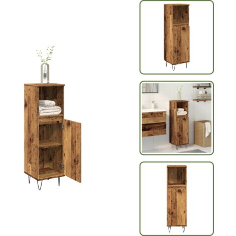 Badschrank Altholz-Optik 30x30x100 cm Holzwerkstoff - Badezimmerschrank - Badezimmerschränke - Schrank - Schrank Für Das Badezimmer