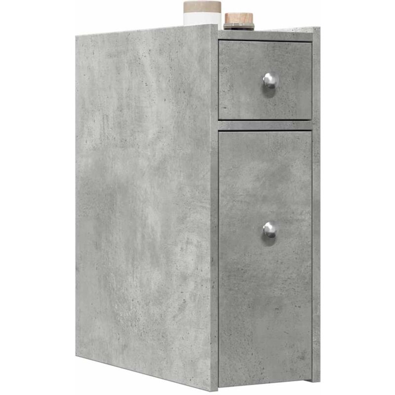 Badschrank Schmal Mit Rollen Betongrau Holzwerkstoff - Vidaxl