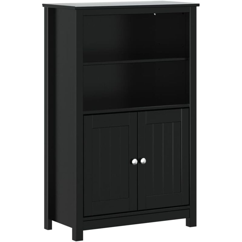 Badschrank Berg Schwarz 69, 5x34x110 Cm Massivholz Kiefer Vidaxl