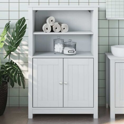 Badschrank BERG Weiß 69,5x34x110 cm Massivholz Kiefer vidaXL