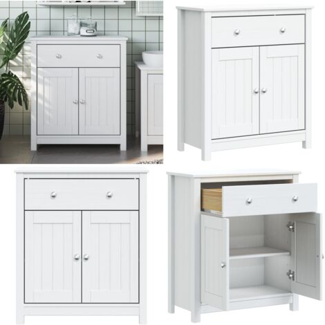 Badschrank BERG Weiß 69,5x34x80 cm Massivholz Kiefer - Badeschrank - Holzschränke - Badezimmermöbel - Kiefernholz - Weißes Badezimmer - Home & Living