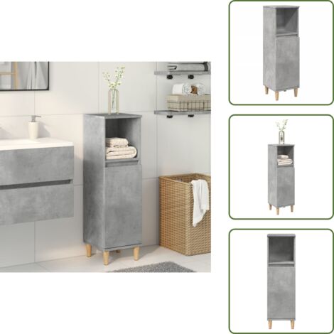 Badschrank Betongrau 30x30x100 cm Holzwerkstoff - Badschrank - Badschränke - Badezimmerschrank - Bad Schrank