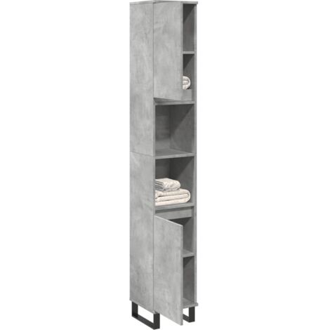 Badschrank Betongrau 30x30x190 cm Holzwerkstoff vidaXL583816