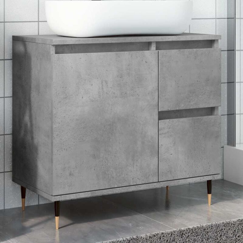 Vidaxl Badschrank Betongrau 65x33x60 Cm Holzwerkstoff