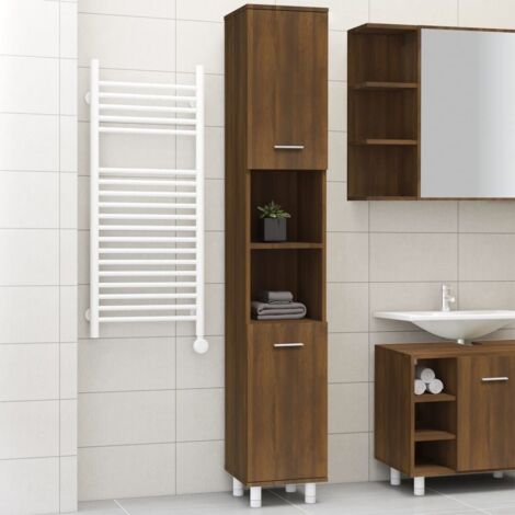 Badschrank Braun Eichen-Optik 30x30x179 cm Holzwerkstoff vidaXL