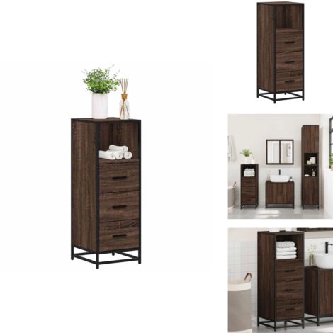 Badschrank Braun Eichen-Optik 35x37,5x100 cm Holzwerkstoff - Badschrank - Badschränke - Badezimmerschrank - Badezimmerschränke