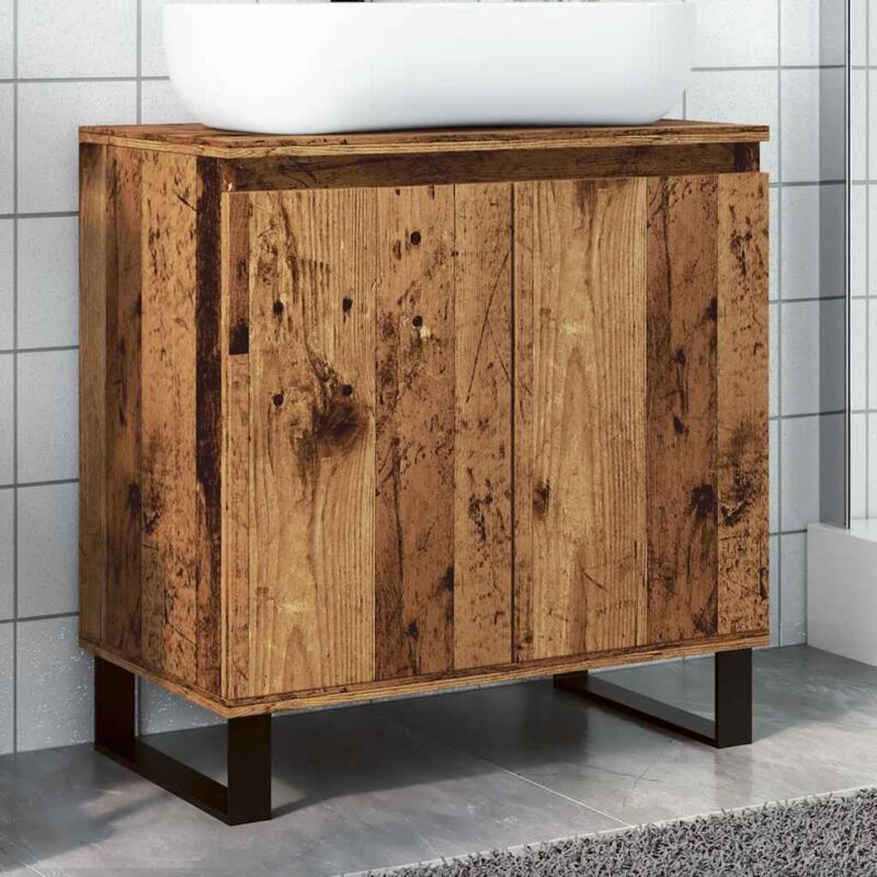 Badschrank Altholz-optik 58x33x60 Cm Holzwerkstoff Vidaxl