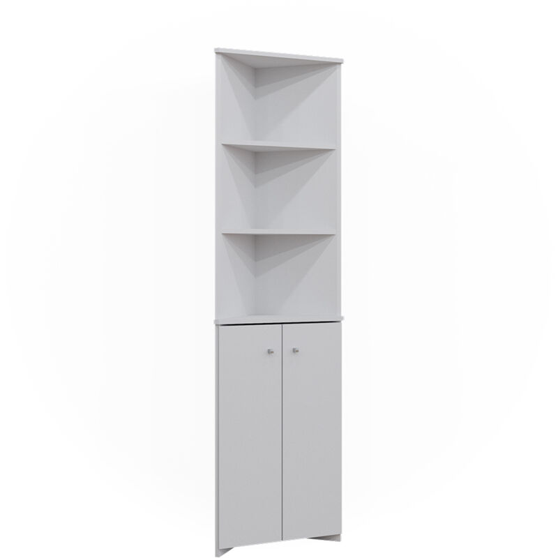 Badschrank Fynn, Weiß, 51.5 X 175 Cm Eckschrank Mit 2 Türen Vicco