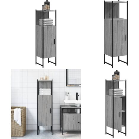 Badschrank Grau Sonoma 33x33x120,5 cm Holzwerkstoff - Badezimmermöbel - Badschrank - Unterschrank - Grau Sonoma - Holzwerkstoff - Home & Living