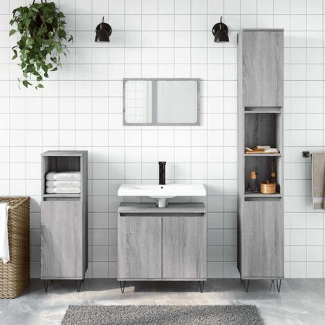 Badschrank Grau Sonoma 58x33x60 cm Holzwerkstoff vidaXL