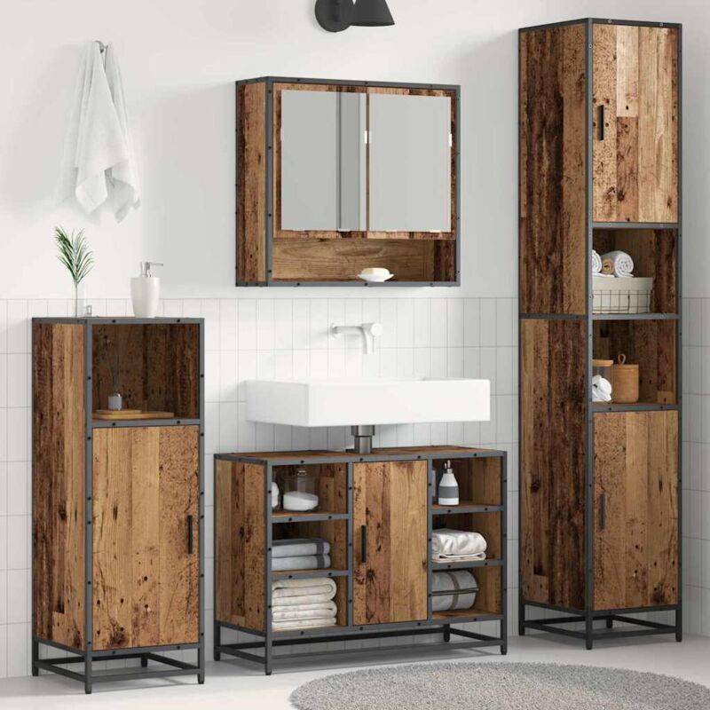 Badezimmer Schrank Altholz 35 X 37, 5 X 188, 5 Cm Holzwerkstoff Vidaxl