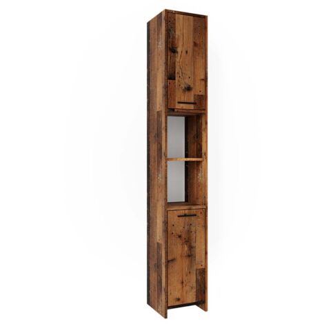 Badschrank Kiko, Eiche rustikal, 30 x 190 cm, Vicco