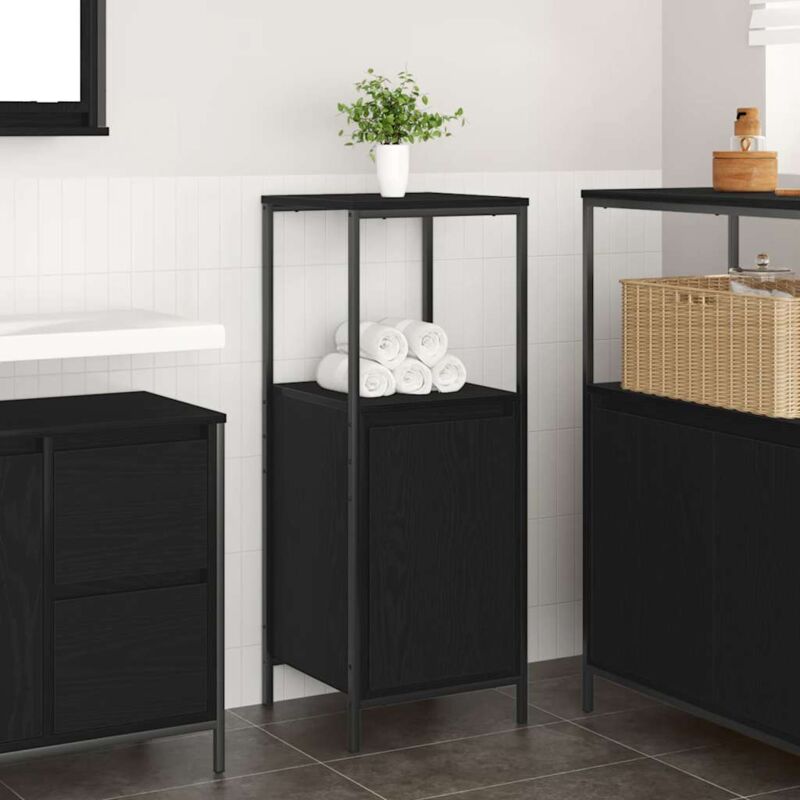 Badschrank Mit Regalen Schwarz Eichen-optik 36x35x95 Cm Vidaxl