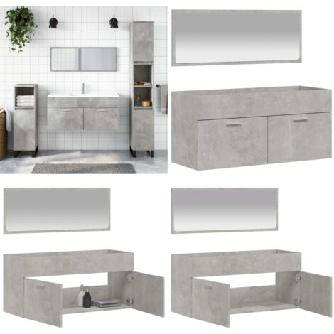 Badschrank mit Spiegel Betongrau Holzwerkstoff - Badezimmermöbel - Badschrank - Spiegel - Holzwerkstoff - Betongrau - Home & Living