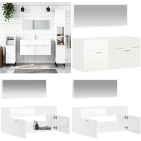 Badschrank mit Spiegel Hochglanz-Weiß Holzwerkstoff - Badezimmermöbel - Badschrank - Spiegel - Holzwerkstoff - Weiß - Home & Living