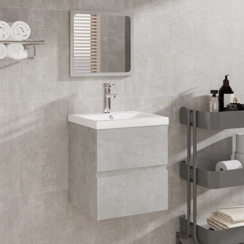 Badschrank Mit Spiegel Betongrau Holzwerkstoff Vidaxl