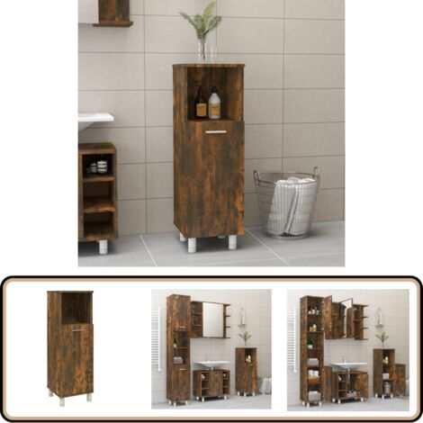 Badschrank Räuchereiche 30x30x95 cm Holzwerkstoff - Badschrank - Badezimmermöbel - Holzwerkstoff - Rauchereiche - Aufbewahrung