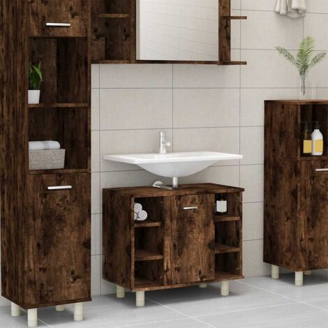 Badschrank Räuchereiche 60x32x53,5 cm Holzwerkstoff vidaXL