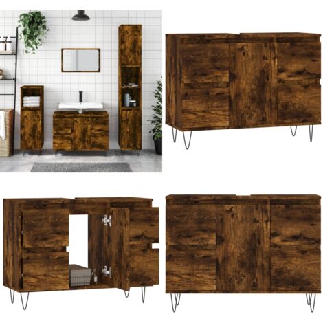 Badschrank Räuchereiche 80x33x60 cm Holzwerkstoff - Badezimmerschrank -  Badezimmerschränke - Home & Living