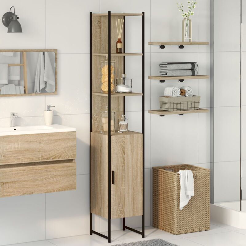 Badezimmer Schrank Beige 33 X 33 X 185.5 Cm Holzwerkstoff Vidaxl