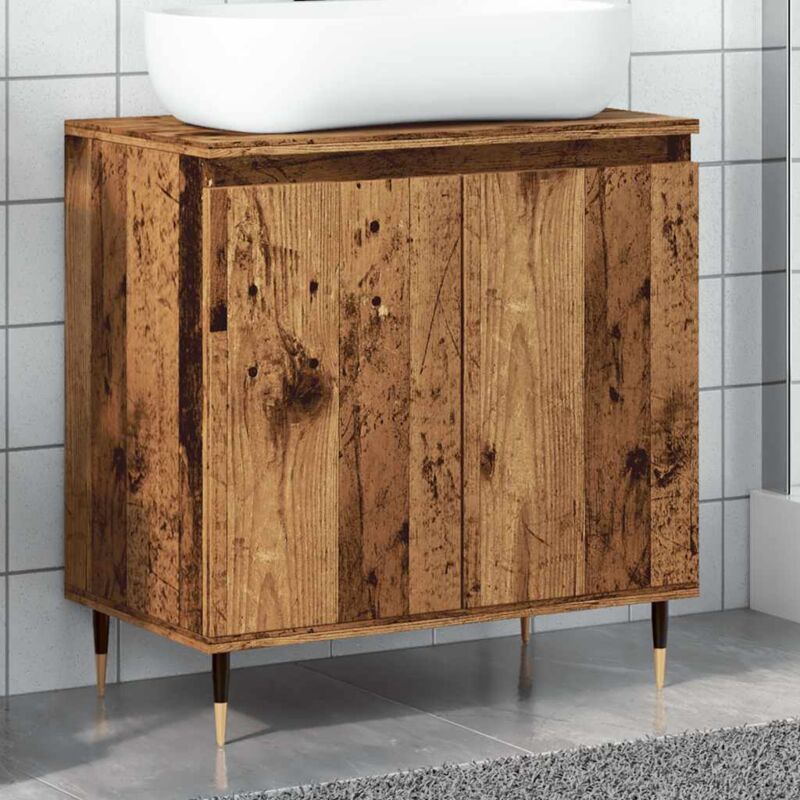 Badschrank Altholz-optik 58x33x60 Cm Holzwerkstoff Vidaxl