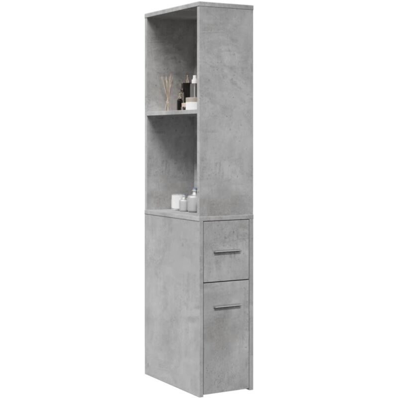 Badschrank Schmal Mit Rollen Betongrau Holzwerkstoff - Vidaxl