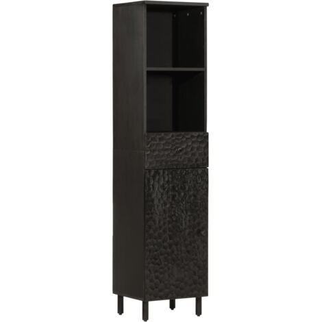 Badschrank Schwarz 38x33x160 cm Massivholz Mango vidaXL