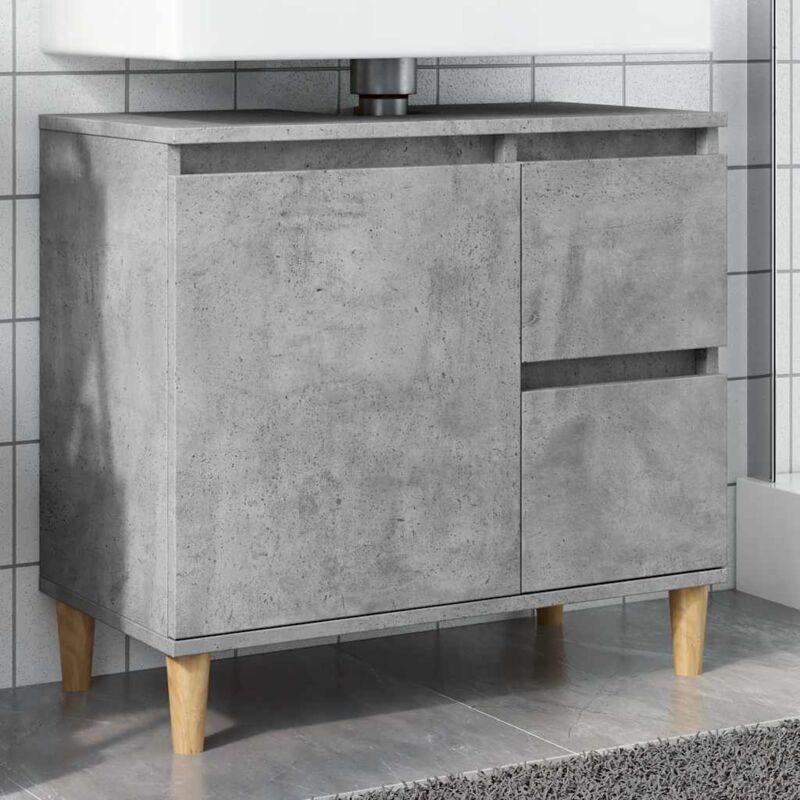 Vidaxl Waschbeckenunterschrank Betongrau 65x33x60 Cm Holzwerkstoff