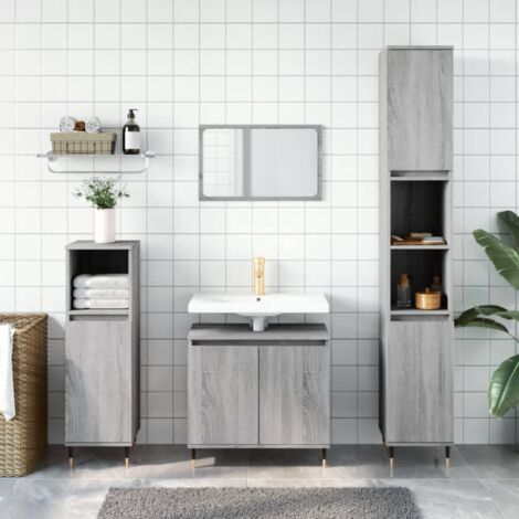 Badschrank-Set 3 Teile Sonoma Grau