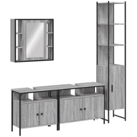 Badschrank Set 4 Teile Sonoma Grau
