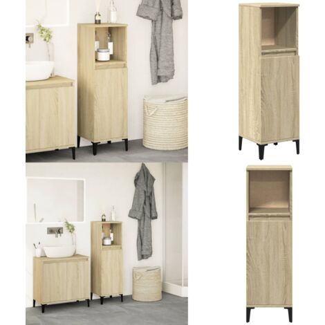 Badschrank Sonoma-Eiche 30x30x100 cm Holzwerkstoff - Badezimmermöbel - Badschrank - Holzwerkstoff - Sonoma-Eiche - Spiegelschrank - Home & Living
