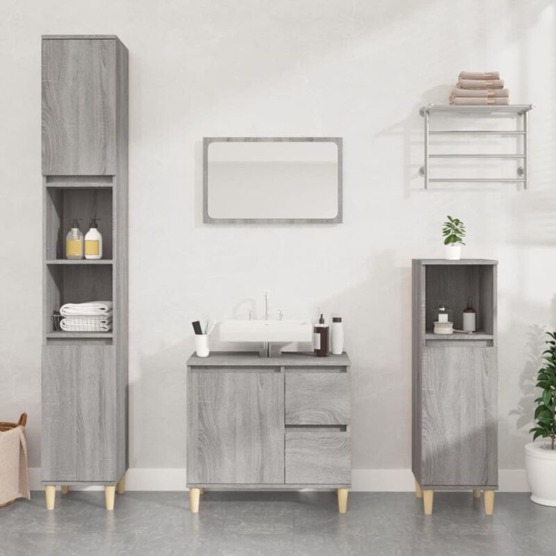 Badschrank Grau Sonoma 30x30x190 Cm Holzwerkstoff - Vidaxl