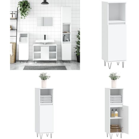 Badschrank Weiß 30x30x100 cm Holzwerkstoff - Badeschrank - Holzwerkstoff - Weißer Schrank - Badezimmermöbel - Badorganisation - Home & Living