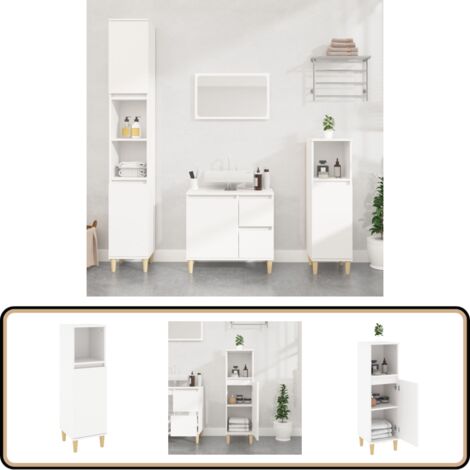 Badschrank Weiß 30x30x100 cm Holzwerkstoff - Badezimmermöbel - Badschrank - Weißer Badschrank - Schreibtisch - Regal